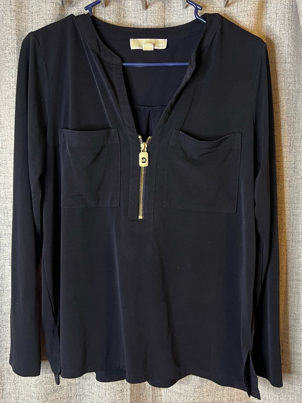 Michael Kors Black V-Neck Blouse Dark Academia Mobwife Size Medium